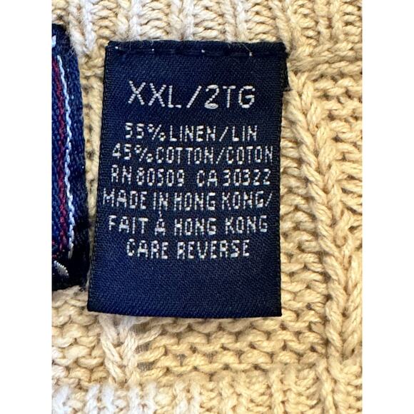 Woods & Gray Cable Knit Sweater Sz XXL vintage Cream Grandpa Academia Fisherman - Picture 9 of 10
